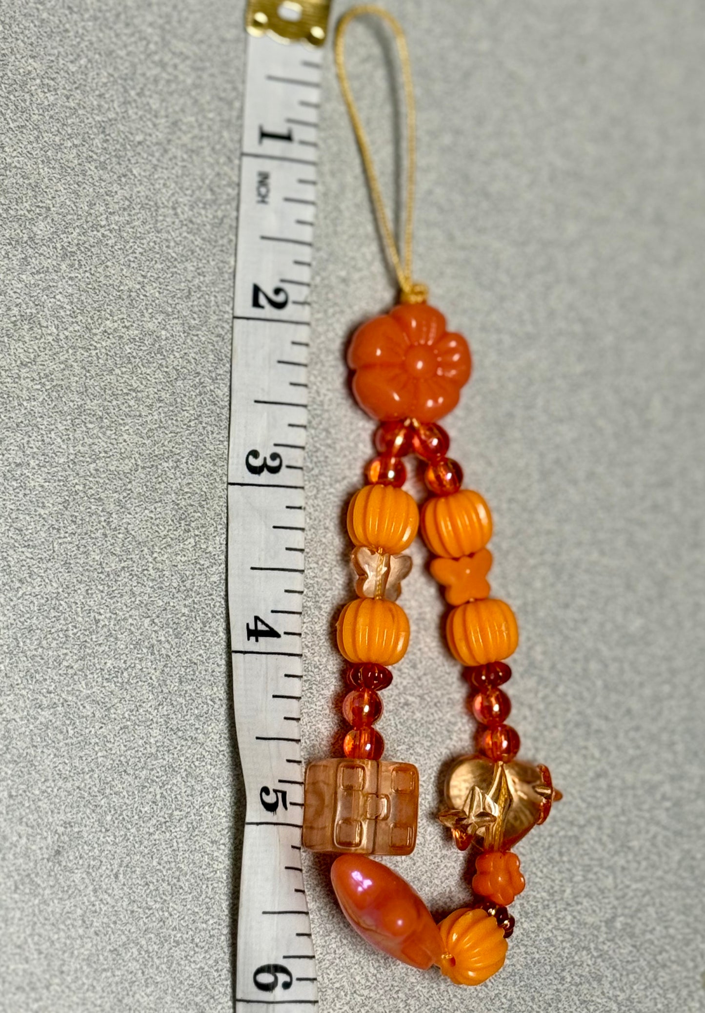 Autumn Glow Orange Beaded Phone Charm