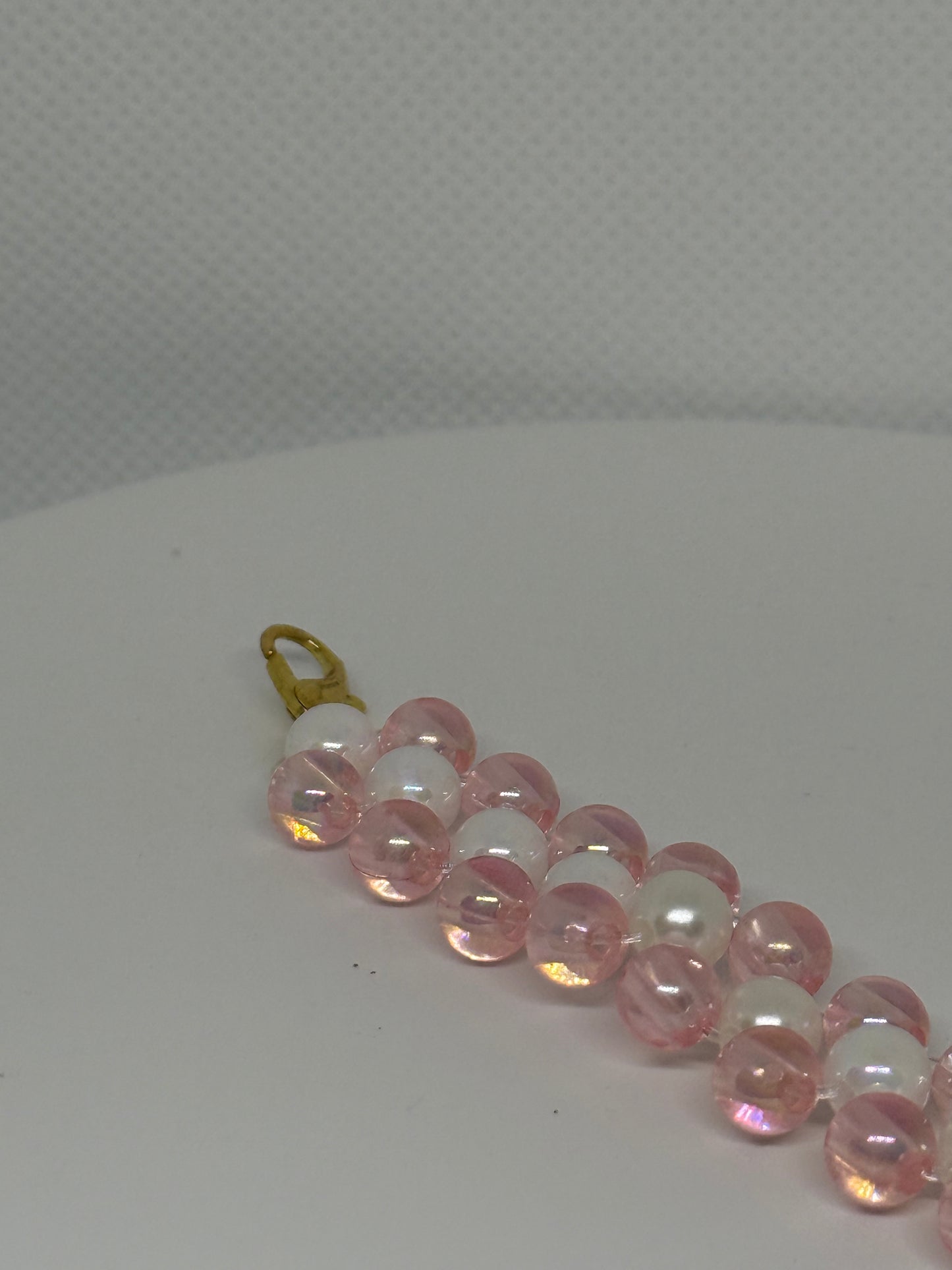 Pink & White Beaded Bracelet – Handmade Jewelry