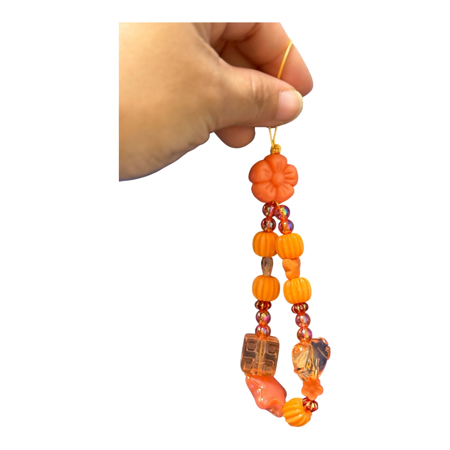 Autumn Glow Orange Beaded Phone Charm