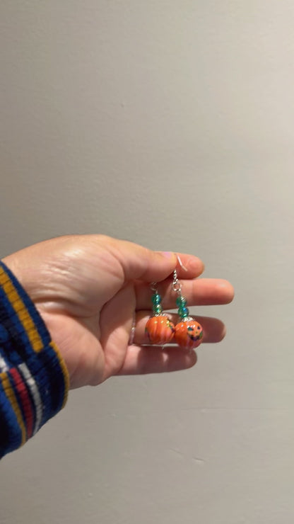 Cute Halloween Pumpkin Earrings – Handmade Fall Jewelry